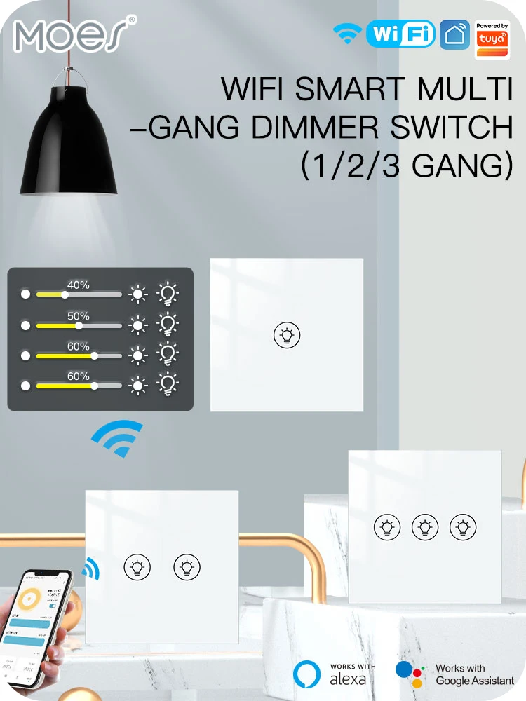 Moes Tuya Multi-Gang Smart Lig - огляд і ціна Smart Light Switch Wifi